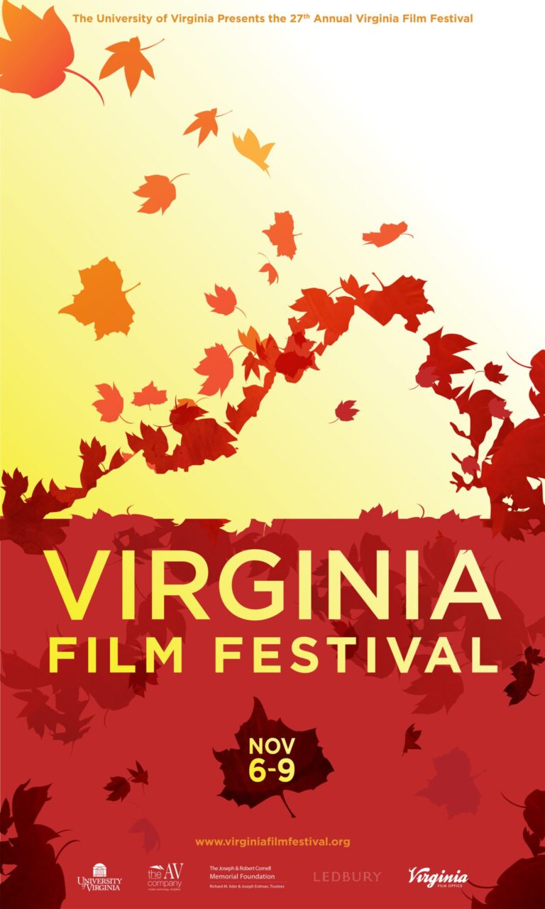 Virginia Film Festival poster, Nov 6-9. Fall leaves design.