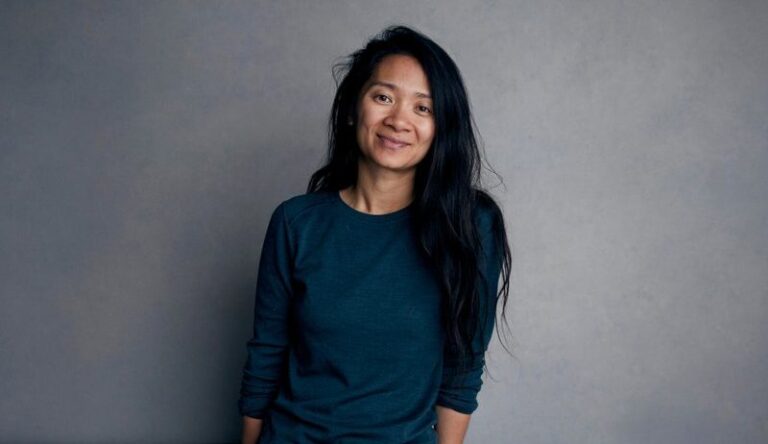 Director Chloé Zhao smiles in a portrait at the 2020 Virginia Film Festival.