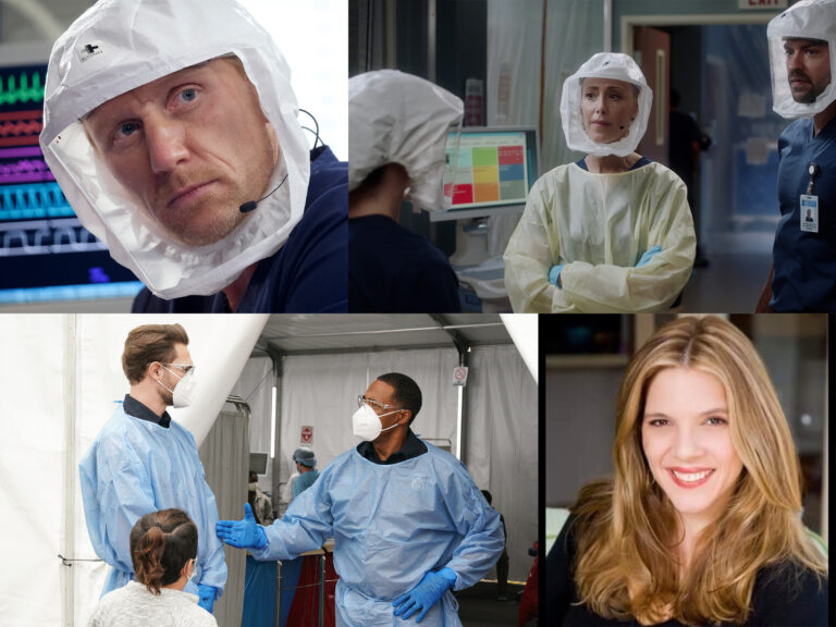 Grey's Anatomy and Station 19 cast during COVID-19 pandemic, with showrunner Krista Vernoff.