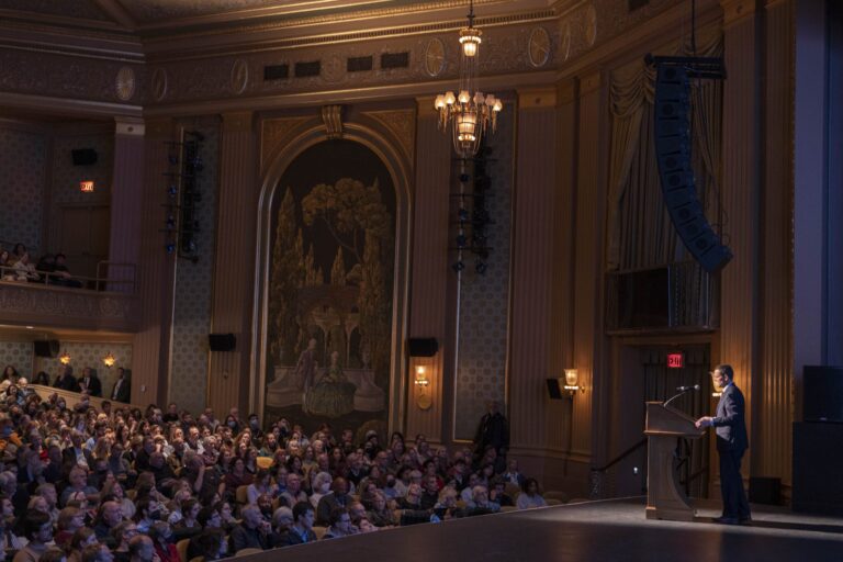 Audience listens to speaker at the Virginia Film Festival (VAFF) Advisory Board event.