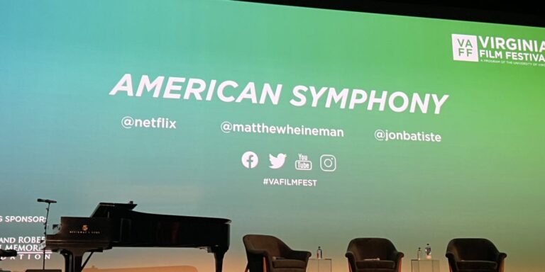 American Symphony panel at the Virginia Film Festival, featuring @netflix, @matthewheineman, and @jonbatiste.