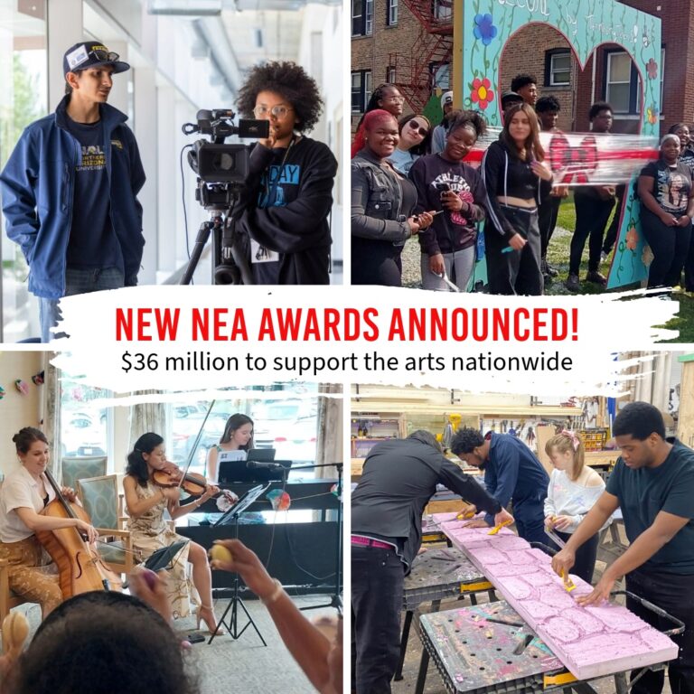 NEA awards support arts nationwide: youth filmmaking, murals, music, and sculpture.