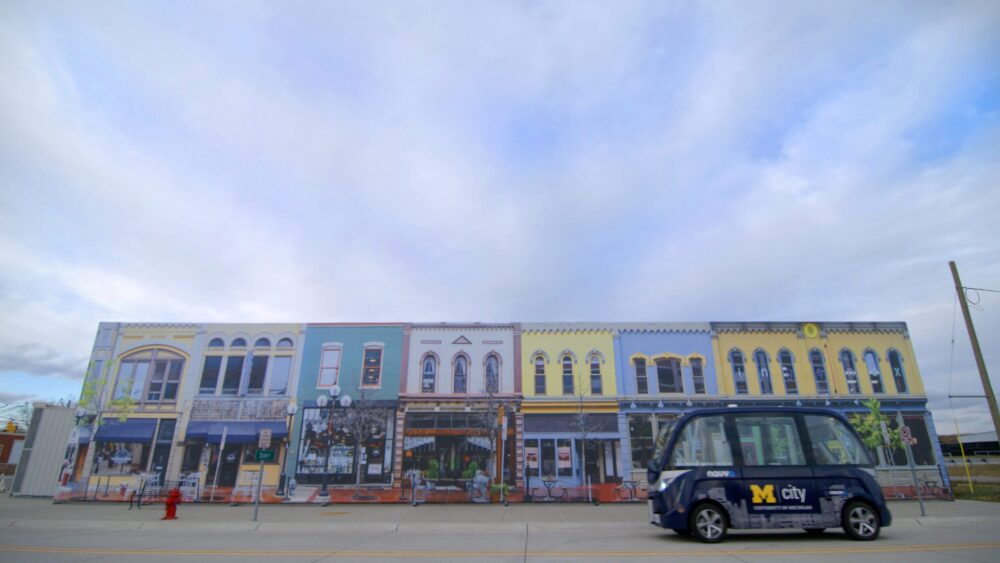 Autonomous shuttle at MCity, University of Michigan. "Autonomy" blog content image.