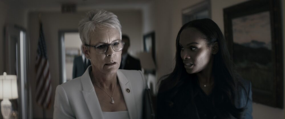 Jamie Lee Curtis in "An Acceptable Loss" with another actress.