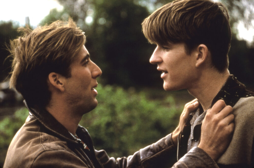 Scene from "Birdy" movie showing two young male actors in a close, emotional moment.