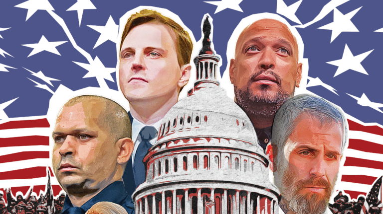Capitol building with portraits of law enforcement, Defenders of Democracy