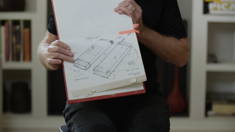 General Magic concept sketches in a design notebook.