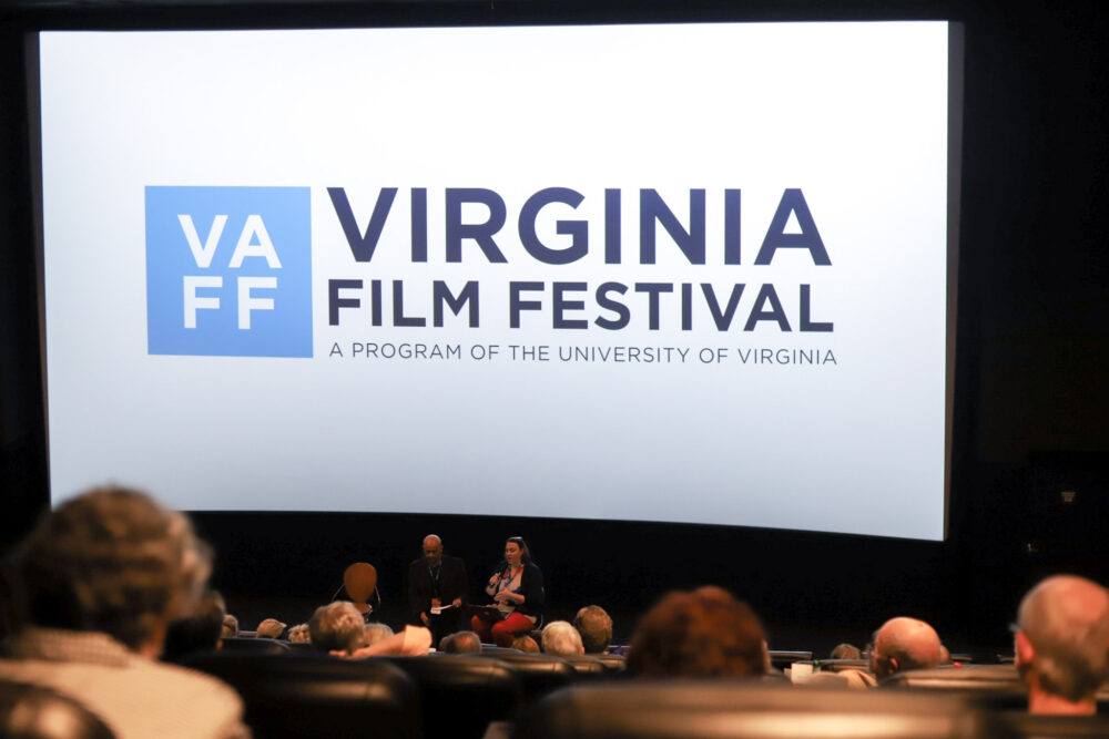 Virginia Film Festival panel discussion. Text: VAFF Virginia Film Festival.