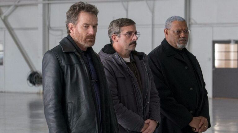 Bryan Cranston, Steve Carell, and Laurence Fishburne in "Last Flag Flying"