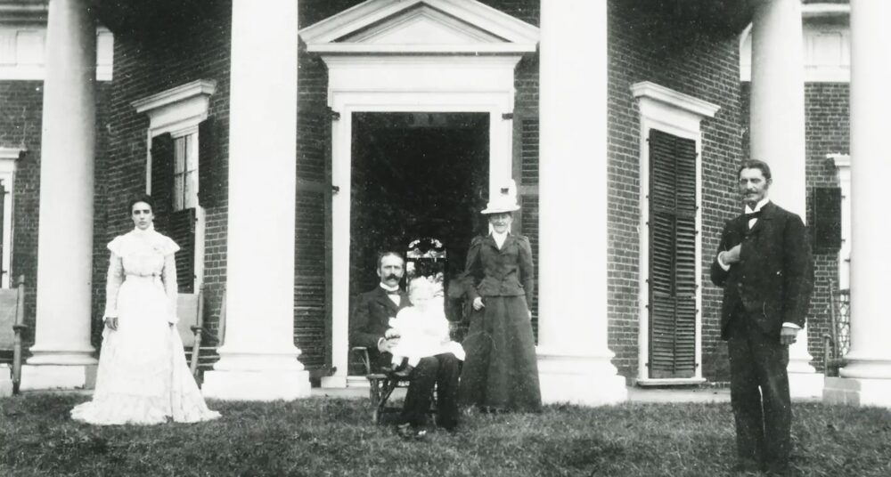 The Levys of Monticello family portrait in front of the historic home.
