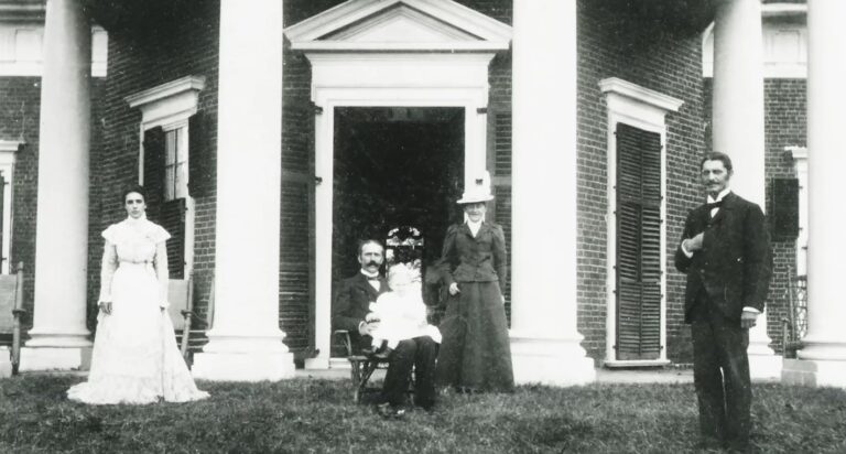 The Levys of Monticello family portrait in front of the historic home.