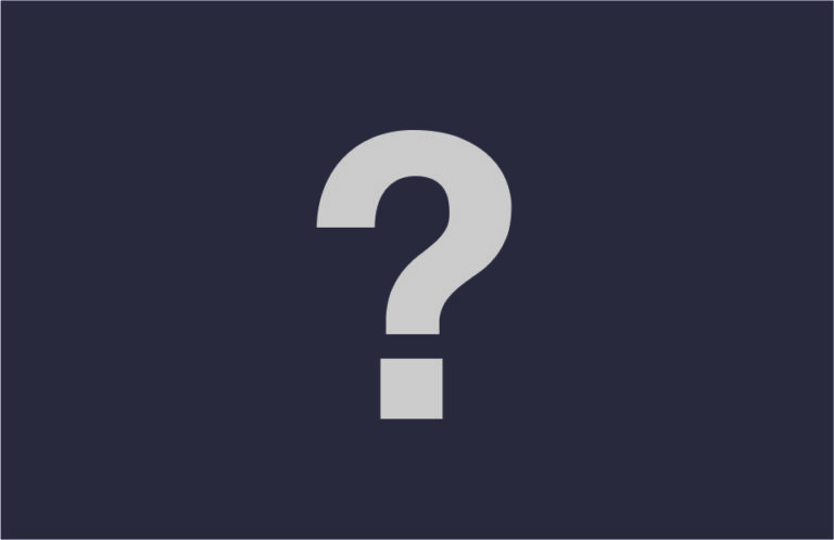 Gray question mark on a dark purple background.