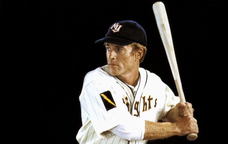 Robert Redford in "The Natural" baseball movie, wearing NY Knights uniform