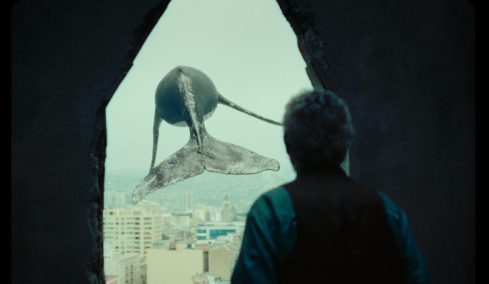 Whale seen through broken window in Oblivion Verses film.