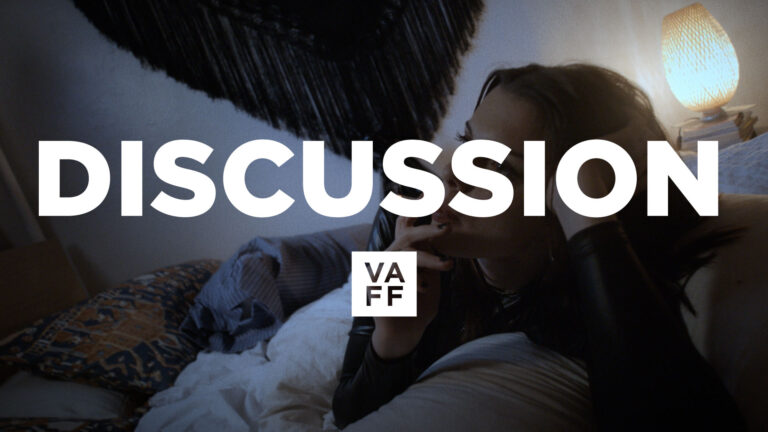 Discussion image showing a woman on a bed with the text "DISCUSSION VAFF".