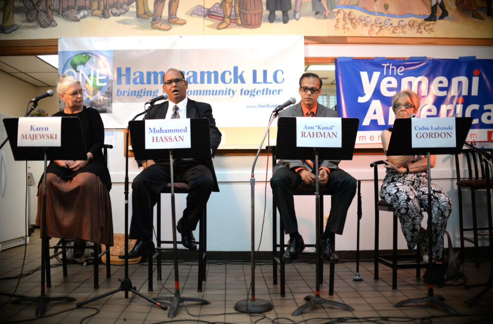 Hamtramck, USA event: Panel with Karen Majewski, Mohammed Hassan, Asm "Kamal" Rahman, and Cathie Ladzinski Gordon.