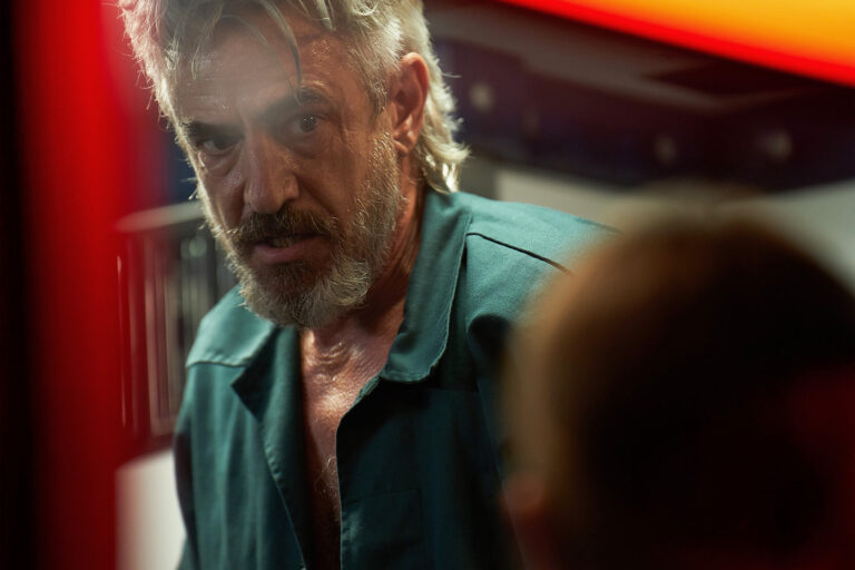 Actor Dermot Mulroney in "Breakwater," looking intense.