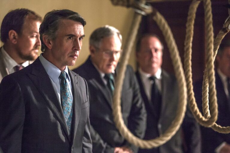 Steve Coogan in "Shepherds and Butchers" near a noose.