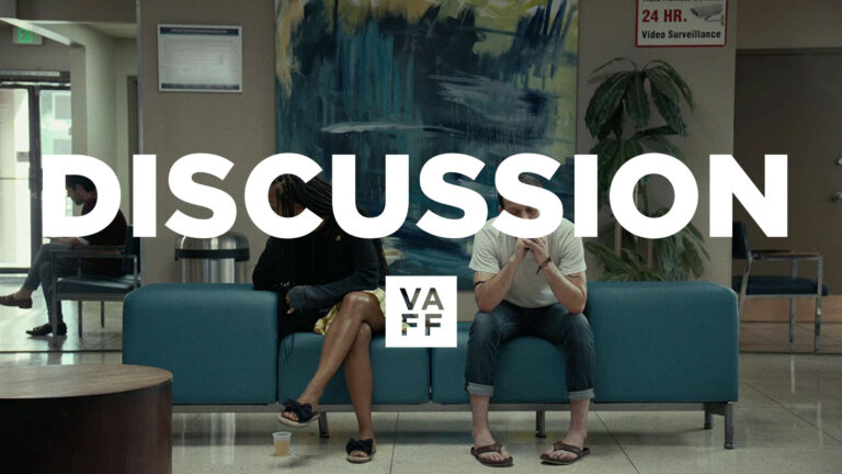Test Pattern Discussion: People sitting in waiting room with "DISCUSSION" text overlay.