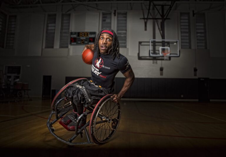 Wheelchair basketball player ready for The Rebound.