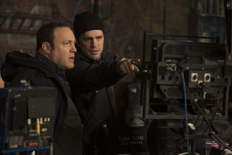 Jeff Wadlow directs Kevin James on the set of "True Memoirs of an International Assassin"