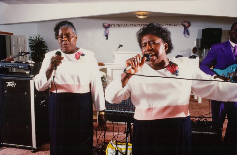 Gospel singers performing at "The Branchettes Anniversary" with band.