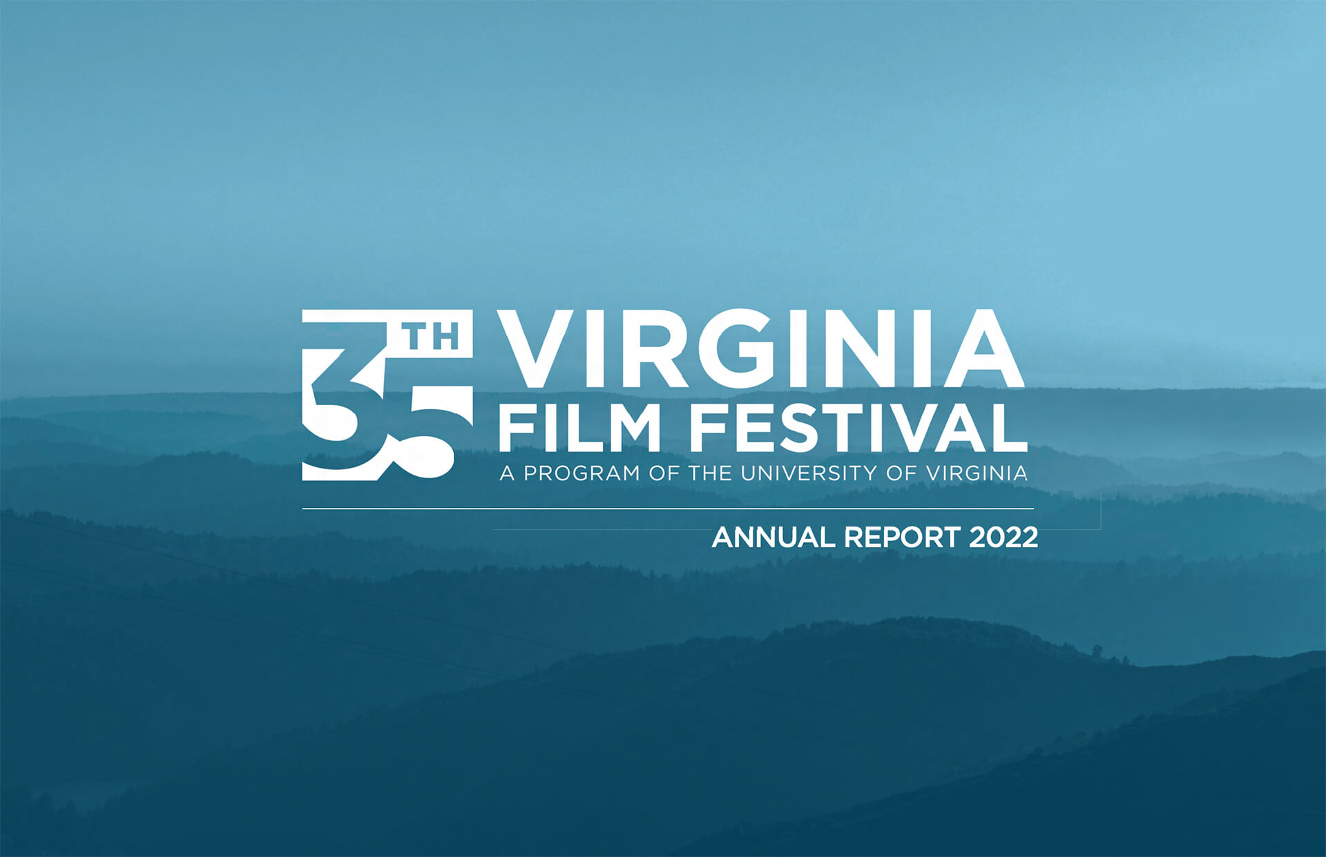 35th Virginia Film Festival Annual Report 2022 cover with mountain landscape.