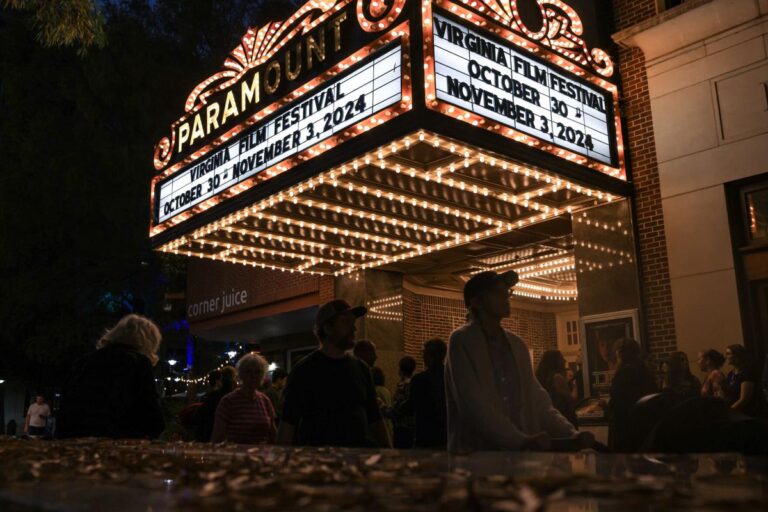 Paramount Theater marquee. Text: Virginia Film Festival, October 30 - November 3, 2024.
